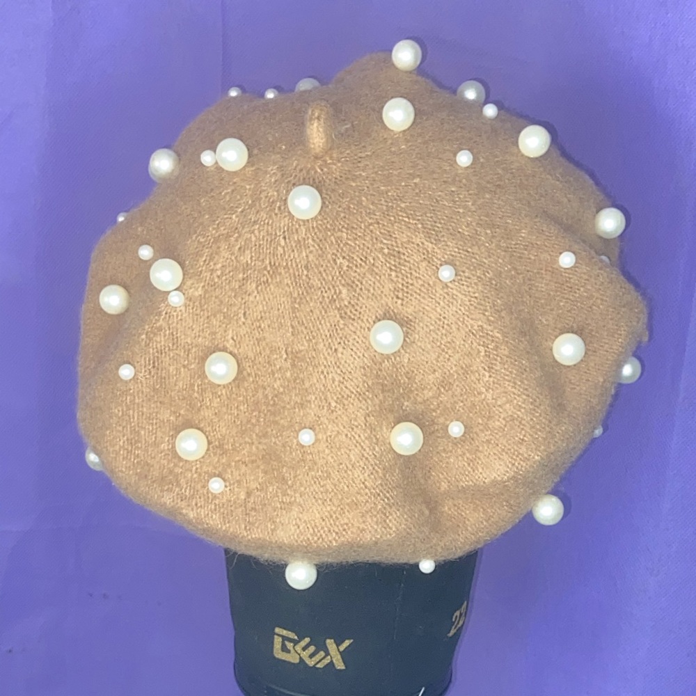 🤎Tan pearl beret